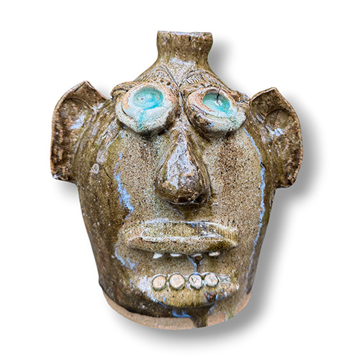 Ed Lane Wood Fired Catawba Valley Crying Eyes Face Jug DP6274